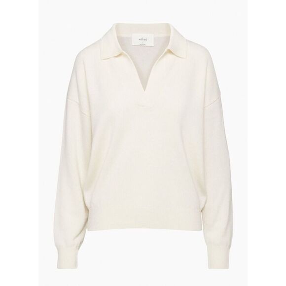 Wilfred Clara Sweater Relaxed merino wool polo sweater Ivory 2XS - Picture 6 of 14